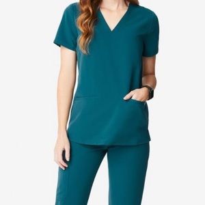 Figs Casma Scrub Top - Caribbean Blue XS